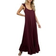 thumbnail image 1 of Doublju Women's Scoop Neck Ruffle Trim Maxi Long Dress (Plus Size Available), 1 of 2