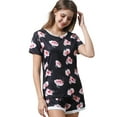 thumbnail image 1 of Doublju Women's Short Sleeve Round Neck Pajama Sleepwear 2 pcs Set (Plus Size Available), 1 of 5