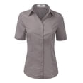 thumbnail image 1 of Doublju Women's Short Sleeve Slim Fit Button Down Dress Shirt (Plus Size Available), 1 of 5
