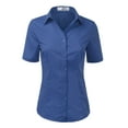 thumbnail image 1 of Doublju Women's Short Sleeve Slim Fit Button Down Dress Shirt (Plus Size Available), 1 of 5