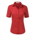 thumbnail image 1 of Doublju Women's Short Sleeve Slim Fit Button Down Dress Shirt (Plus Size Available), 1 of 5