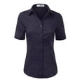 thumbnail image 1 of Doublju Women's Short Sleeve Slim Fit Button Down Dress Shirt (Plus Size Available), 1 of 5