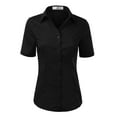 Doublju Women's Short Sleeve Slim Fit Button Down Dress Shirt (Plus