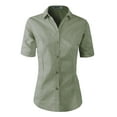 thumbnail image 1 of Doublju Women's Short Sleeve Slim Fit Button Down Dress Shirt (Plus Size Available), 1 of 3
