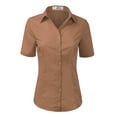 thumbnail image 1 of Doublju Women's Short Sleeve Slim Fit Button Down Dress Shirt (Plus Size Available), 1 of 5