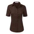 thumbnail image 1 of Doublju Women's Short Sleeve Slim Fit Button Down Dress Shirt (Plus Size Available), 1 of 5