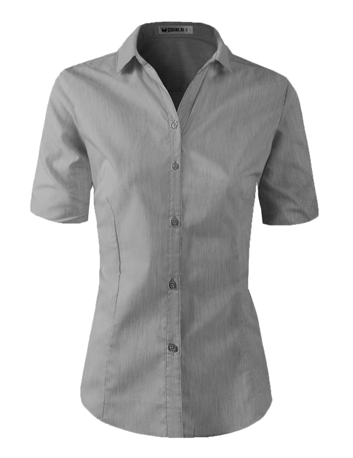 Doublju Women's 3/4 Sleeve Slim Fit Button Down Dress Shirt (Plus Size