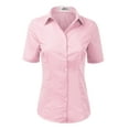 thumbnail image 1 of Doublju Women's Short Sleeve Slim Fit Button Down Dress Shirt (Plus Size Available), 1 of 5