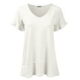 thumbnail image 1 of Doublju Women's Short Sleeves Flare Tunic Tops for Leggings Flowy Shirt with Plus Size, 1 of 4