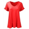 thumbnail image 1 of Doublju Women's Short Sleeves Flare Tunic Tops for Leggings Flowy Shirt with Plus Size, 1 of 4