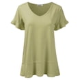 thumbnail image 1 of Doublju Women's Short Sleeves Flare Tunic Tops for Leggings Flowy Shirt with Plus Size, 1 of 4