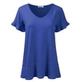 thumbnail image 1 of Doublju Women's Short Sleeves Flare Tunic Tops for Leggings Flowy Shirt with Plus Size, 1 of 4