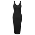 thumbnail image 1 of Doublju Women's Sleeveless Bodycon High Split Tank Midi Dress Shirring Details Dress, 1 of 4