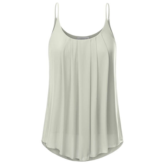 Doublju Women's Sleeveless Chiffon Tank Top Pleated Flowy Tunic Tank