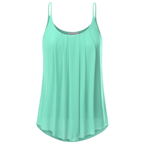 Doublju Women's Sleeveless Chiffon Tank Top Pleated Flowy Tunic Tank