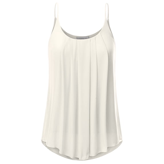Doublju Women's Sleeveless Chiffon Tank Top Pleated Flowy Tunic Tank