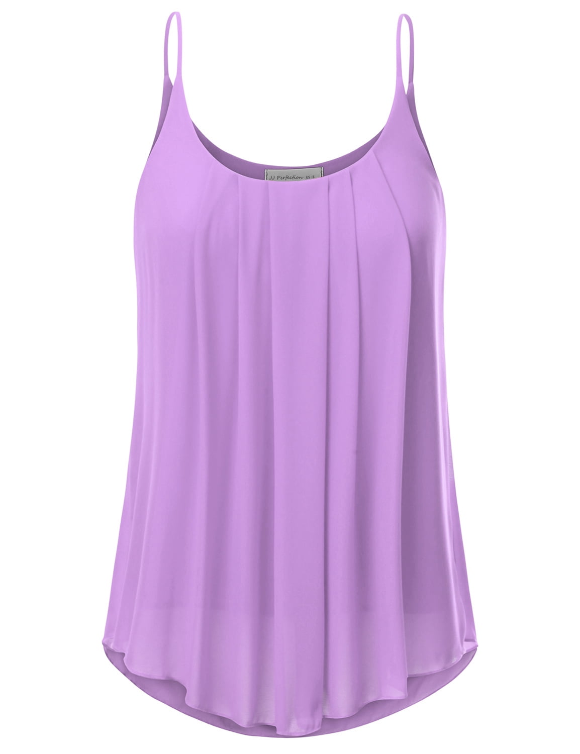 Doublju Women's Sleeveless Chiffon Tank Top Pleated Flowy Tunic Tank