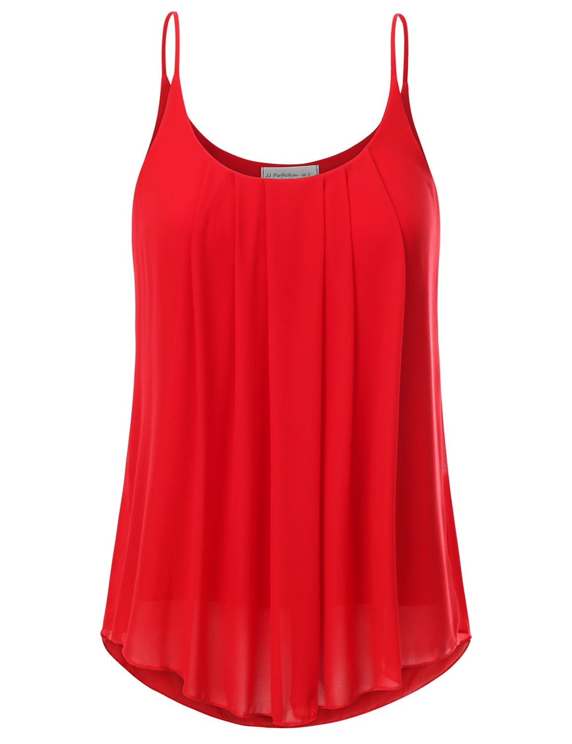 Doublju Women's Sleeveless Chiffon Tank Top Pleated Flowy Tunic Tank