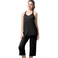 thumbnail image 1 of Doublju Women's Sleeveless Racerback Capri Pajama 2 Pcs Set (Plus Size Available), 1 of 5