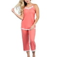 thumbnail image 1 of Doublju Women's Sleeveless Racerback Lace Capri Pajama 2 Pcs Set (Plus Size Available), 1 of 4