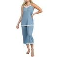 thumbnail image 1 of Doublju Women's Sleeveless Racerback Lace Capri Pajama 2 Pcs Set (Plus Size Available), 1 of 4