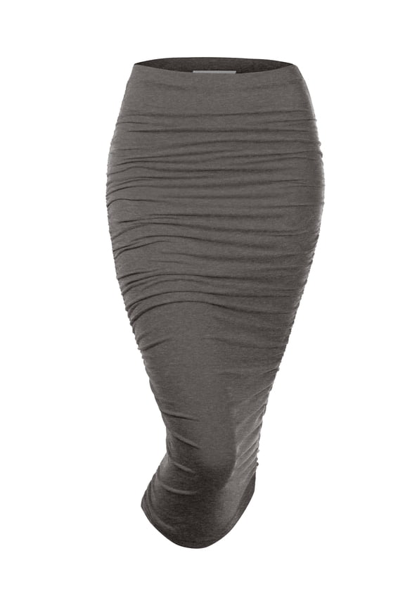 Women's Slim-Fit Ruched Long Pencil Skirt (Plus Size Available)
