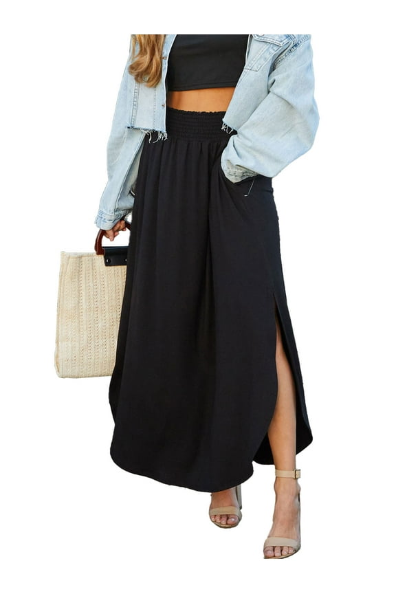 Women's Smocked Waist Band Maxi Skirt