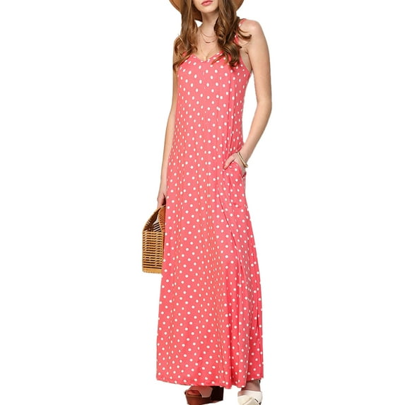 Doublju Women's Spaghetti Strap Maxi Dress with Pockets (Plus Size)
