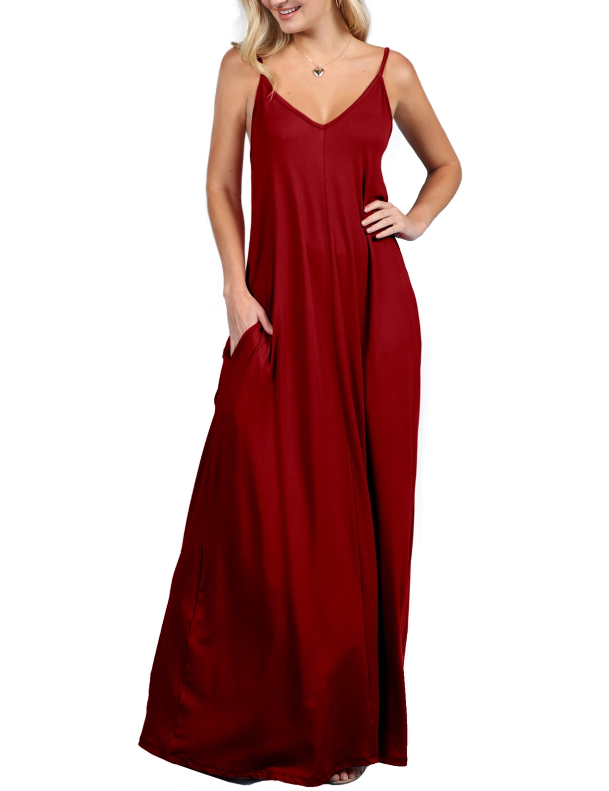 Spaghetti Strap Maxi Dress with Sweetheart Silver Plus Size