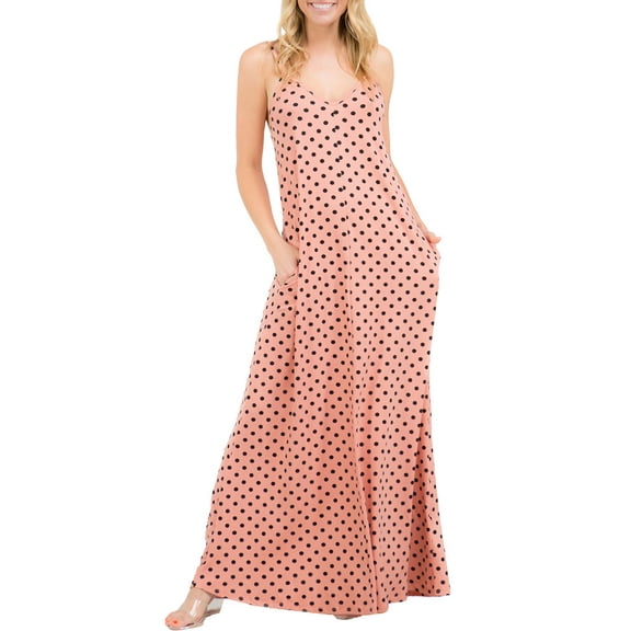 Doublju Women's Spaghetti Strap Maxi Dress with Pockets (Plus Size)