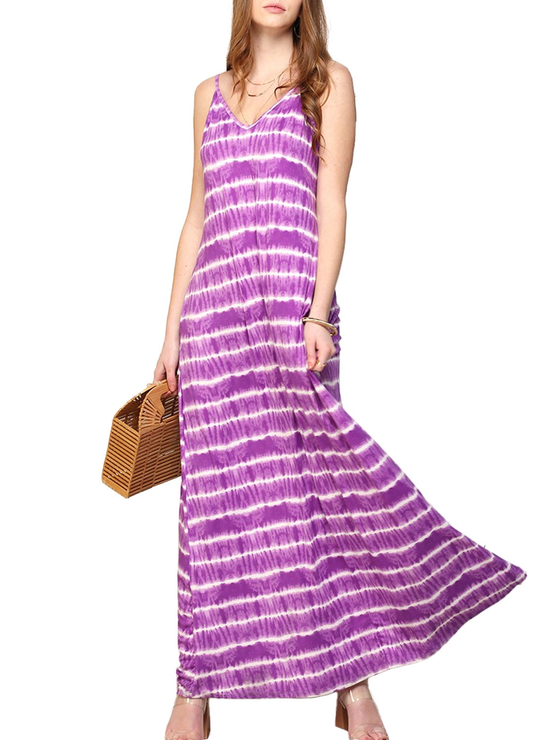 Spaghetti Strap Simple Dress with Slit Tangerine Plus Size