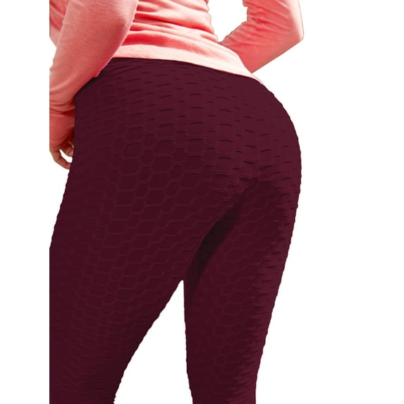 Doublju Women's Textured Elastic High Waist Leggings (Plus Size Available)