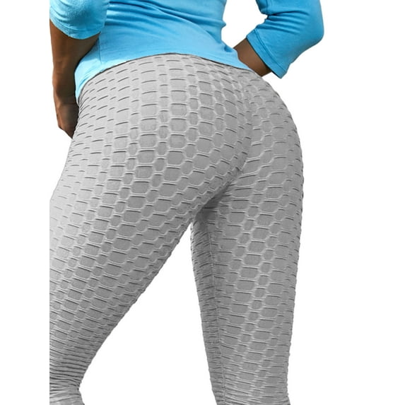 Doublju Women's Textured Elastic High Waist Leggings (Plus Size Available)