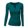 thumbnail image 1 of Doublju Women's Thermal Henley Long Sleeve Top with Plus Size, 1 of 4