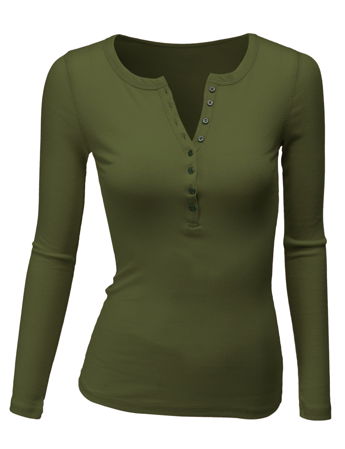 Doublju Women's Thermal Henley Long Sleeve Top with Plus Size