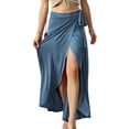 thumbnail image 1 of Doublju Women's Tie Waist Flared Wrap Maxi Skirt (Plus Size Available), 1 of 4