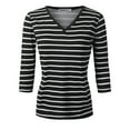thumbnail image 1 of Doublju Women's V-Neck 3/4 Sleeve Top (Plus Size Available), 1 of 3