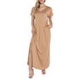 thumbnail image 1 of Doublju Women's V-Neck Short Sleeve Side Slit Maxi Dress with Pockets (Plus Size Available), 1 of 4