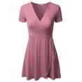 thumbnail image 1 of Doublju Women's V-Neck Short Sleeve Swing Flare A-Line Dress, 1 of 4