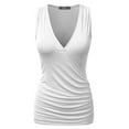 thumbnail image 1 of Doublju Women's V- Neck Sleeveless Shirred Sides Tank Top (Plus Size Available), 1 of 5