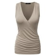 thumbnail image 1 of Doublju Women's V- Neck Sleeveless Shirred Sides Tank Top (Plus Size Available), 1 of 4
