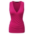 thumbnail image 1 of Doublju Women's V- Neck Sleeveless Shirred Sides Tank Top (Plus Size Available), 1 of 4