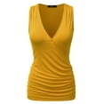 thumbnail image 1 of Doublju Women's V- Neck Sleeveless Shirred Sides Tank Top (Plus Size Available), 1 of 4