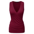 thumbnail image 1 of Doublju Women's V- Neck Sleeveless Shirred Sides Tank Top (Plus Size Available), 1 of 4