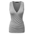 thumbnail image 1 of Doublju Women's V- Neck Sleeveless Shirred Sides Tank Top (Plus Size Available), 1 of 4