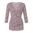 thumbnail image 1 of Doublju Women's V Neck Twist Knot Ruched Empire Waist Slimming Tunic Top Blouse (S-3X), 1 of 4
