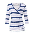 thumbnail image 1 of Doublju Women's V Neck Twist Knot Ruched Empire Waist Slimming Tunic Top Blouse (S-3X), 1 of 4
