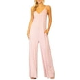 thumbnail image 1 of Doublju Women's V-Neck Wide Leg Romper Jumpsuit (Plus Size Available), 1 of 3