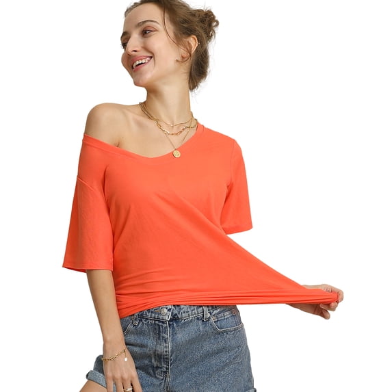 Doublju Womens Basic Short Sleeve Scoop Neck T-Shirt With Plus Size