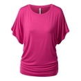 thumbnail image 1 of Doublju Womens Dolman Sleeve Top Boatneck Drape Shirts With Plus Size, 1 of 4
